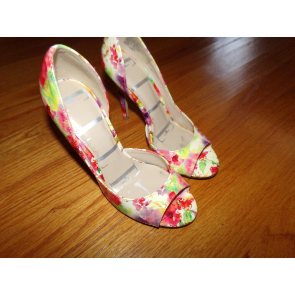 Elle Elkatia Floral peep toe stiletto pumps size‎ 6 Excellent y2k 4" heel